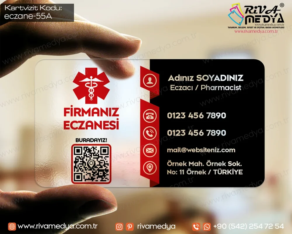 Modern ve Profesyonel Eczane Şeffaf Kartvizit Örneği