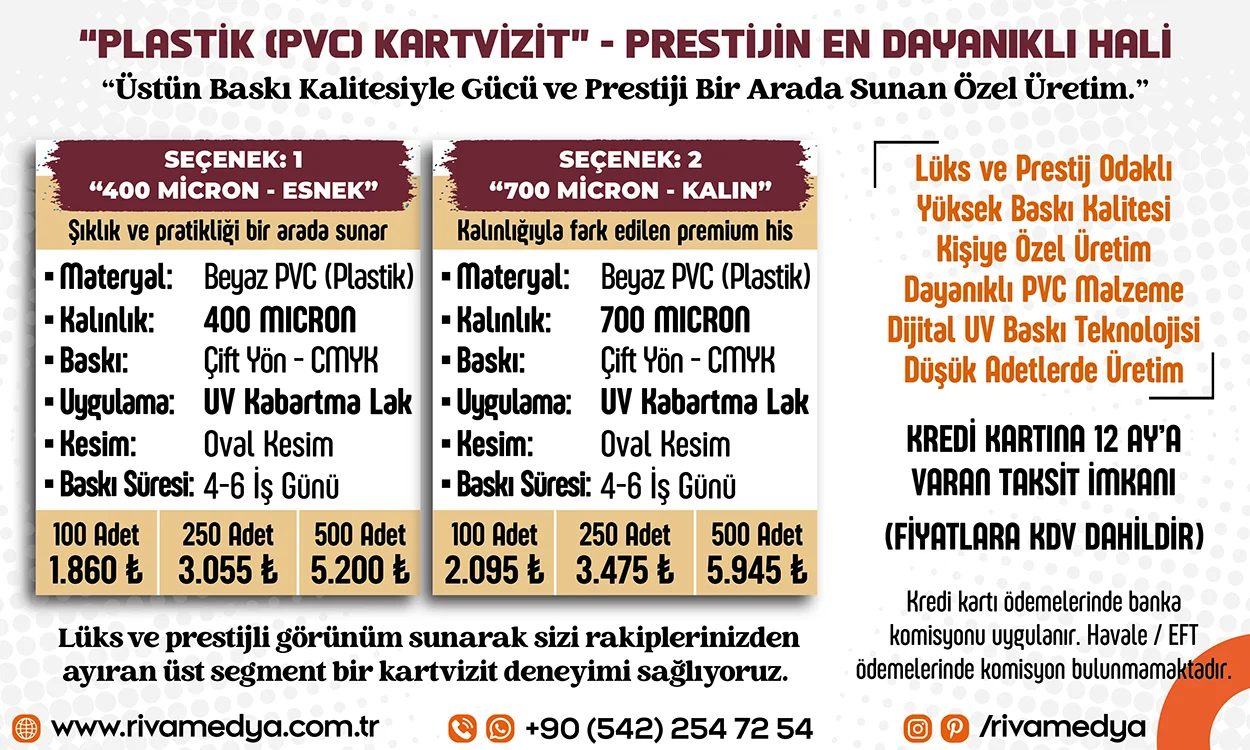 Plastik (PVC) Kartvizit ile Prestijinizi Yansıtın
